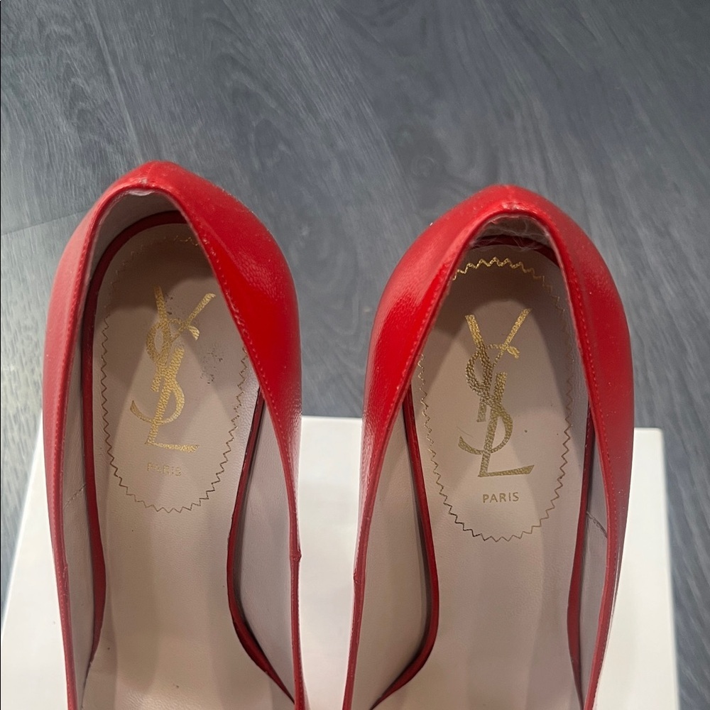 Yves Saint Laurent Vibrant Red Heels - Picture 3 of 7